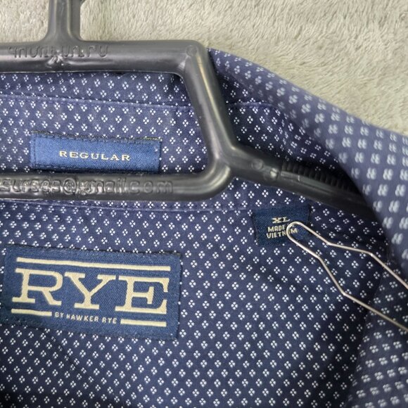 Mens Hawker Rye Blue & White Shirt Button Up Long Sleeve 100% Cotton Size XL - Picture 2 of 7